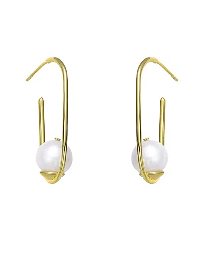 Genevive 18k Over Silver 8.5mm Freshwater Pearl Earrings