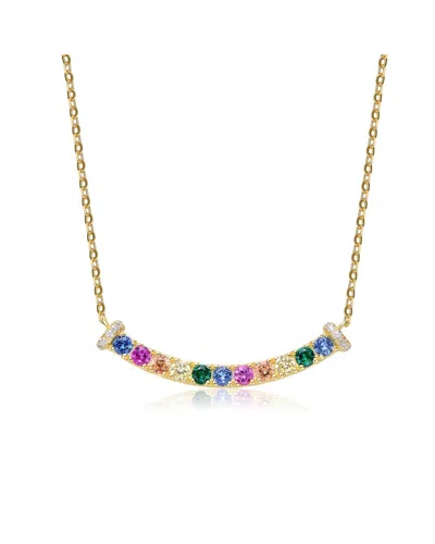Genevive 18k Over Silver Cz Bar Necklace