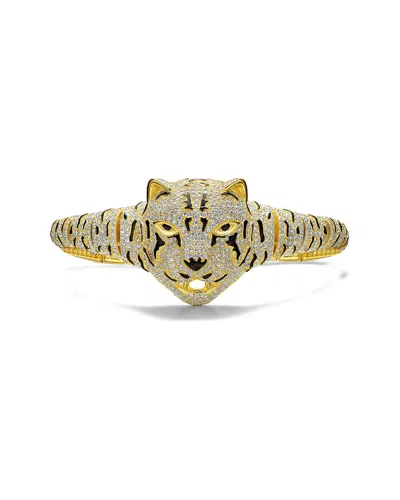 Genevive 18k Over Silver Cz Bracelet In Gold