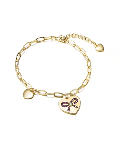 Genevive 18k Over Silver Cz Bracelet In Gold