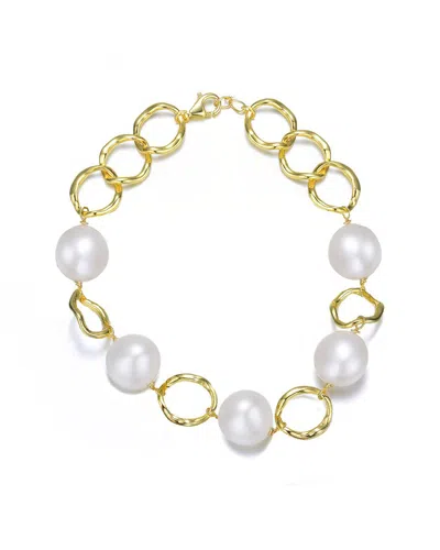 Genevive 18k Over Silver Cz Bracelet In Gold