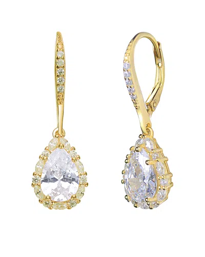 Genevive 18k Over Silver Cz Drop Earrings