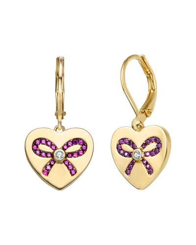 Genevive 18k Over Silver Cz Earrings In Gold