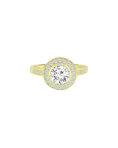 Genevive 18k Over Silver Cz Ring In Gold