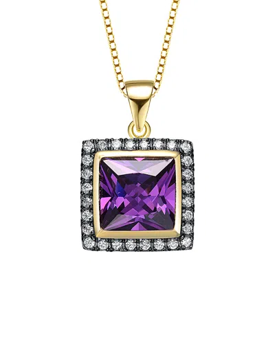 Genevive 18k Over Silver Pendant Necklace In Purple