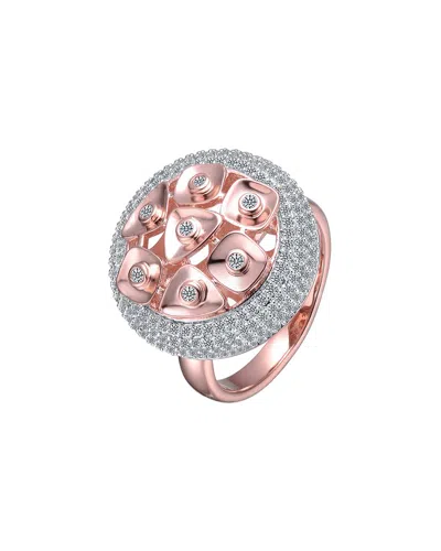 Genevive 18k Rose Gold Over Silver Cz Statement Ring