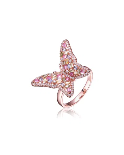 Genevive 18k Rose Gold Plated Cz Butterfly Ring