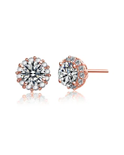Genevive 18k Rose Gold Plated Cz Studs