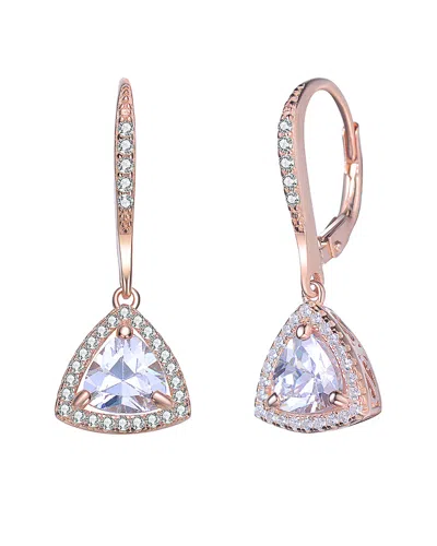 Genevive 18k Rose Gold Vermeil Cz Drop Earrings