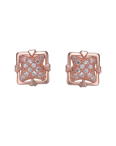 Genevive 18k Rose Gold Vermeil Cz Drop Earrings In Pink