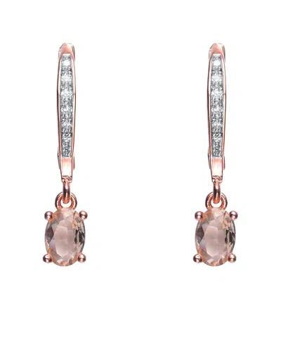 Genevive 18k Rose Gold Vermeil Cz Drop Earrings In Pink
