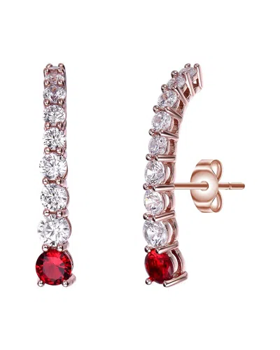 Genevive 18k Rose Gold Vermeil Cz Earrings In Red