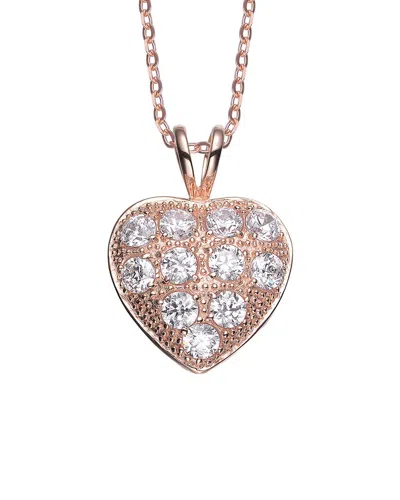 GENEVIVE GENEVIVE 18K ROSE GOLD VERMEIL CZ HEART PENDANT