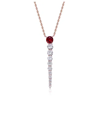 Genevive 18k Rose Gold Vermeil Cz Necklace In Silver