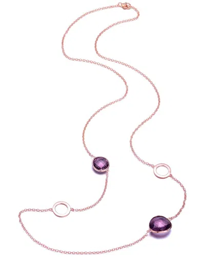 Genevive 18k Rose Gold Vermeil Cz Necklace In Purple