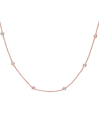 Genevive 18k Rose Gold Vermeil Cz Necklace In Neutral