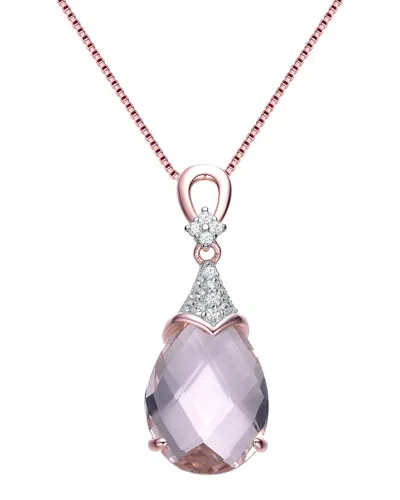 Genevive 18k Rose Gold Vermeil Cz Pendant In Purple