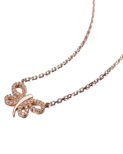 Genevive 18k Rose Gold Vermeil Cz Pendant In Metallic