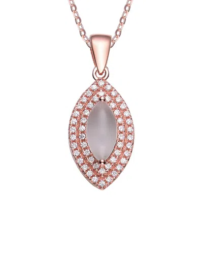 Genevive 18k Rose Gold Vermeil Cz Pendant In Metallic