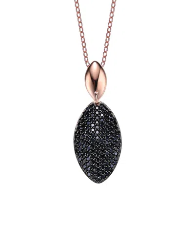 Genevive 18k Rose Gold Vermeil Cz Pendant In Black