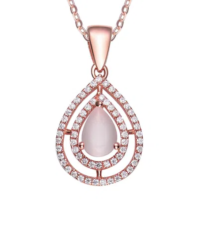 Genevive 18k Rose Gold Vermeil Cz Pendant In Neutral
