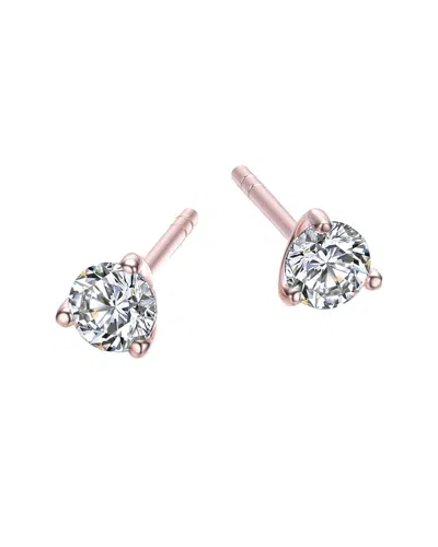 GENEVIVE GENEVIVE 18K ROSE GOLD VERMEIL CZ STUDS