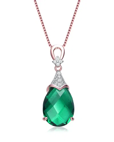 Genevive 18k Rose Gold Vermeil Cz Teardrop Pendant Necklace