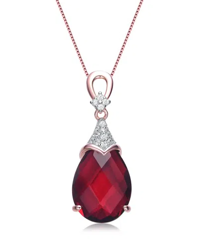 Genevive 18k Rose Gold Vermeil Cz Teardrop Pendant Necklace