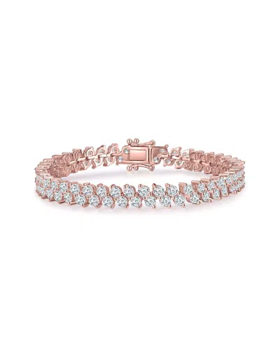 Genevive 18k Rose Gold Vermeil Cz Tennis Bracelet In Pink