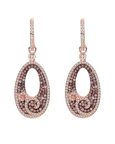 Genevive 18k Rose Gold Vermeil Drop Earrings In Pink