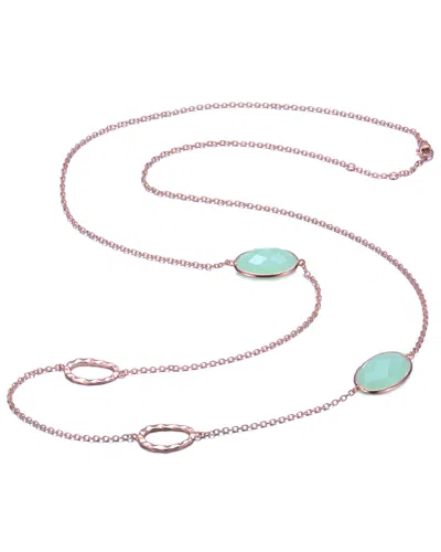 Genevive 18k Rose Gold Vermeil Green Cz 30in Necklace In Blue