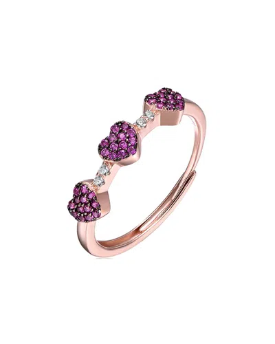 Genevive 18k Rose Gold Vermeil Heart Ring In Pink