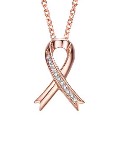 Genevive 18k Rose Gold Vermeil Pendant Necklace In Pink
