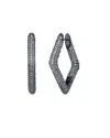Genevive Black Plated Over Silver Cz Geometric Hoop Earrings