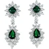 Genevive Cubic Zirconia Drop Earrings In Green