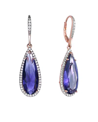 Genevive Cz Pear Pop Of Color Drop Earring