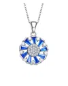 Genevive Sterling Silver With Colored Baguette Cubic Zirconia Wreath Pendant Necklace