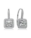 Genevive Silver Cz Square Drop Earrings
