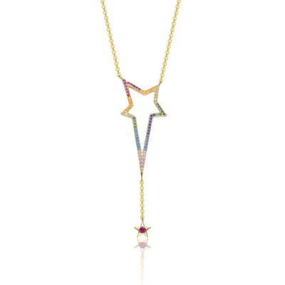 Genevive Jewelry Women's Arc-en-ciel Golden Star Rainbow Necklace
