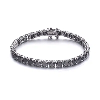 Genevive Jewelry Women's Black Gv Sterling Silver Cubic Zirconia Tennis Bracelet