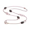 Genevive Jewelry Women's Black / Rose Gold Sterling Silver Black Oval Cubic Zirconia Necklace In Multi