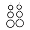 Genevive Jewelry Women's Black / Silver Cubic Zirconia Sterling Silver White Gold Plated Triple Black Circle Earrings In Multi