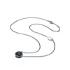 Genevive Jewelry Women's Black / Silver Sterling Silver Large Black Cubic Zirconia Necklace In Multi
