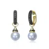 Genevive Jewelry Women's Black / White / Gold Yellow Gold Plated White Pearl Drop Earrings In Multi