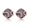 Genevive Jewelry Women's Black / White Gv Sterling Silver With Clear Cubic Zirconia Square Stud Earrings In Multi