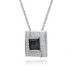 Genevive Jewelry Women's Black / White / Silver Sterling Silver Black Cubic Zirconia Accent Pendant Necklace In Multi