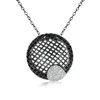 Genevive Jewelry Women's Black / White Sterling Silver Black Overlay Clear Cubic Zirconia Net Round Necklace In Multi