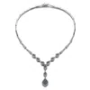 Genevive Jewelry Women's Black / White Sterling Silver Black Plated With Cubic Zirconia Trio Drop Necklace In Multi
