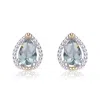 Genevive Jewelry Women's Blue / Silver Sterling Silver Blue Cubic Zirconia Pear Shape Earrings In Multi