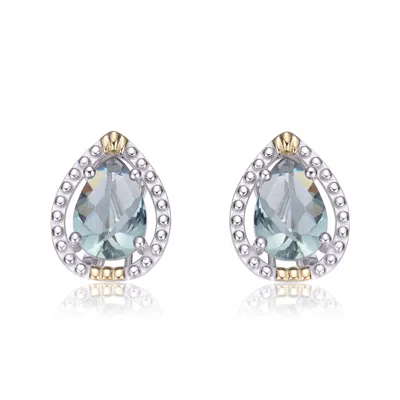 Genevive Jewelry Women's Blue / Silver Sterling Silver Blue Cubic Zirconia Pear Shape Earrings In Multi